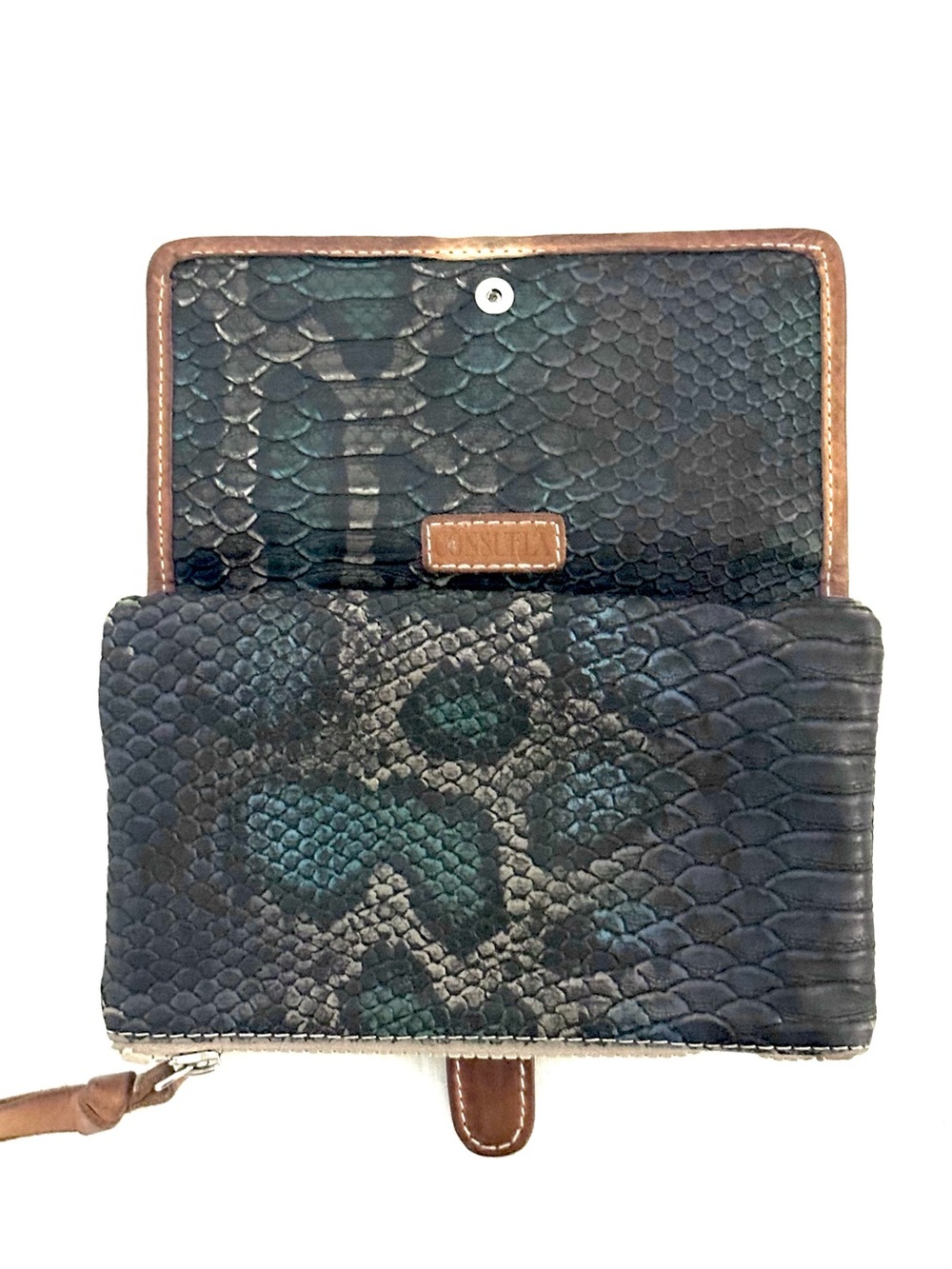 Consuela “Rattler” Snake-Embossed Leather Wallet with Brown Trim - Picture 2 of 11